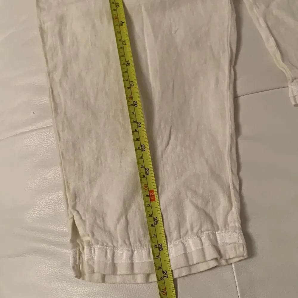 Christine Damien Linen White Cropped Pants Size S